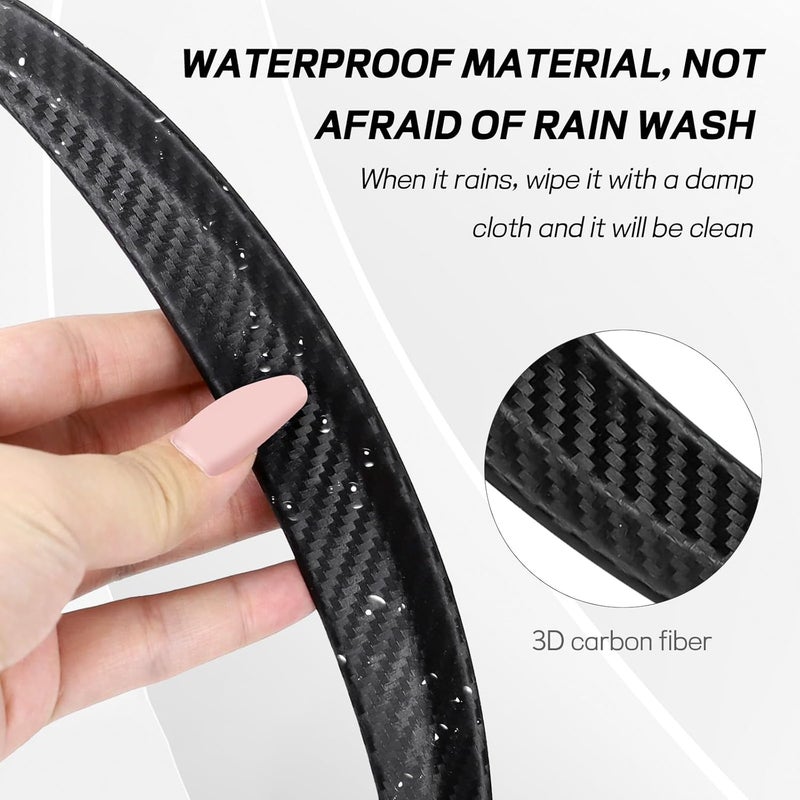 ongfuwu 2PCS Wheel Tires Eyebrow Strip, 9.8" Carbon Fiber Car Wheel Arch Trim, Anti Collision Rubber Fender Flare Arch Lip Trim Strips, Universal Fender Flare Protector for Car Truck - Image 3